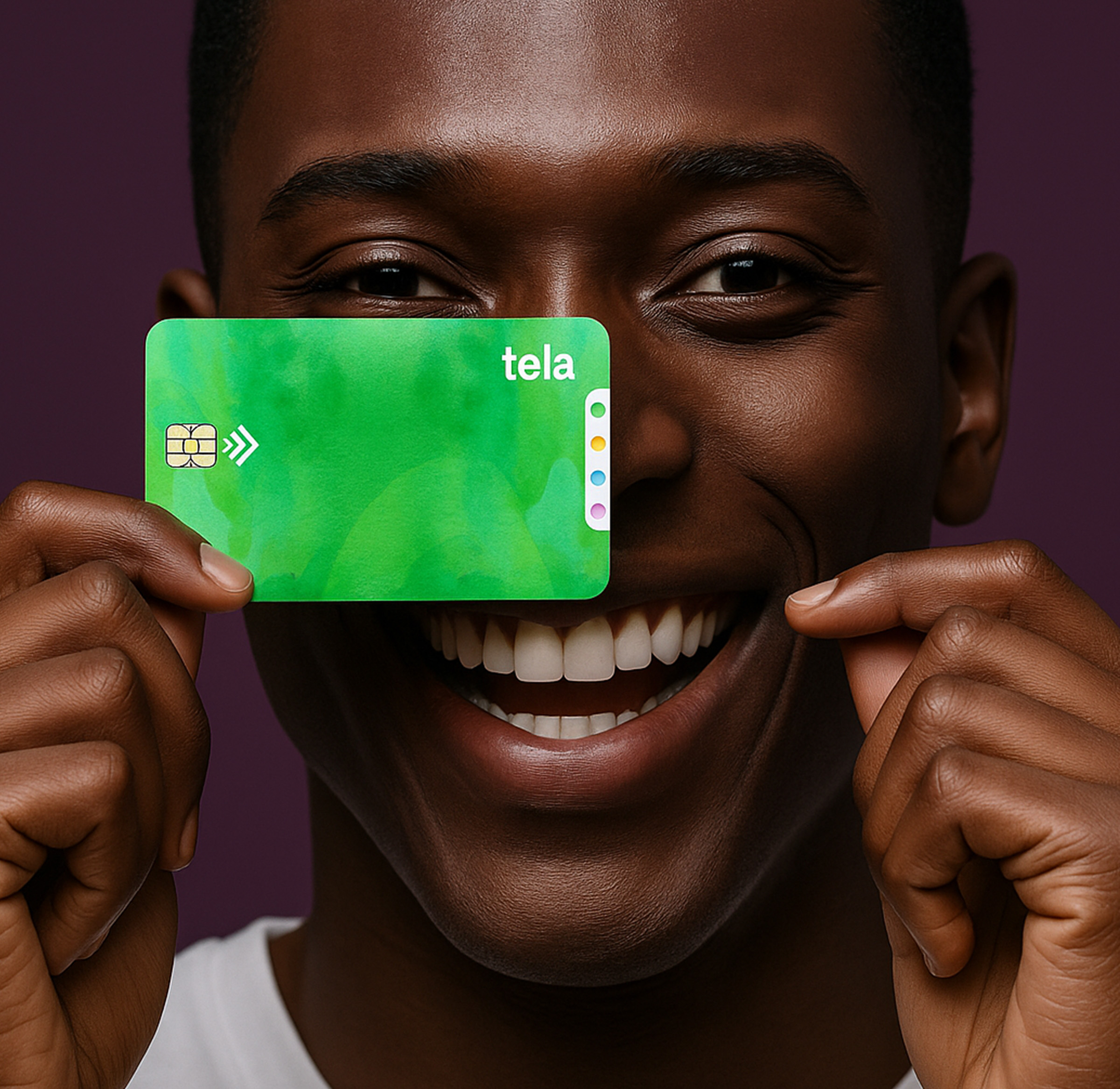 man with card smiling